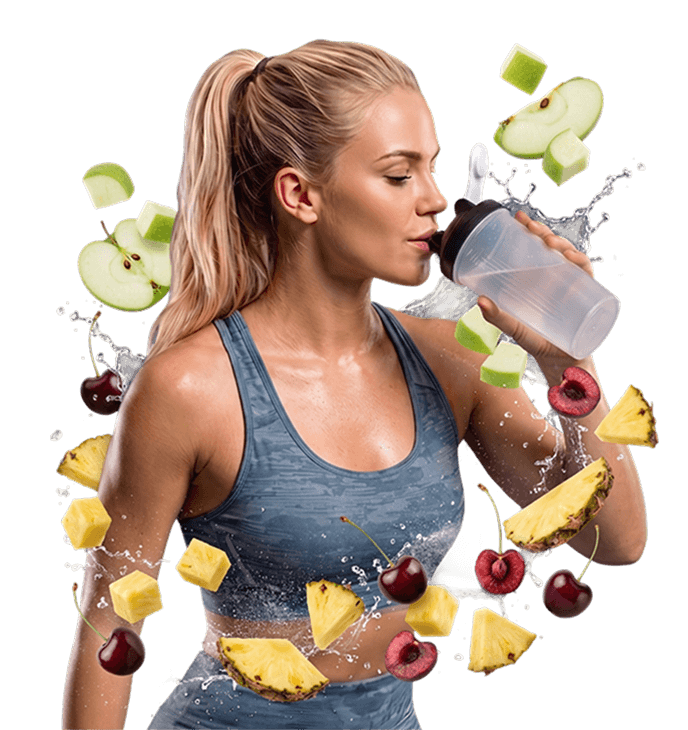 En kvinna i sportkläder dricker vatten från en flaska