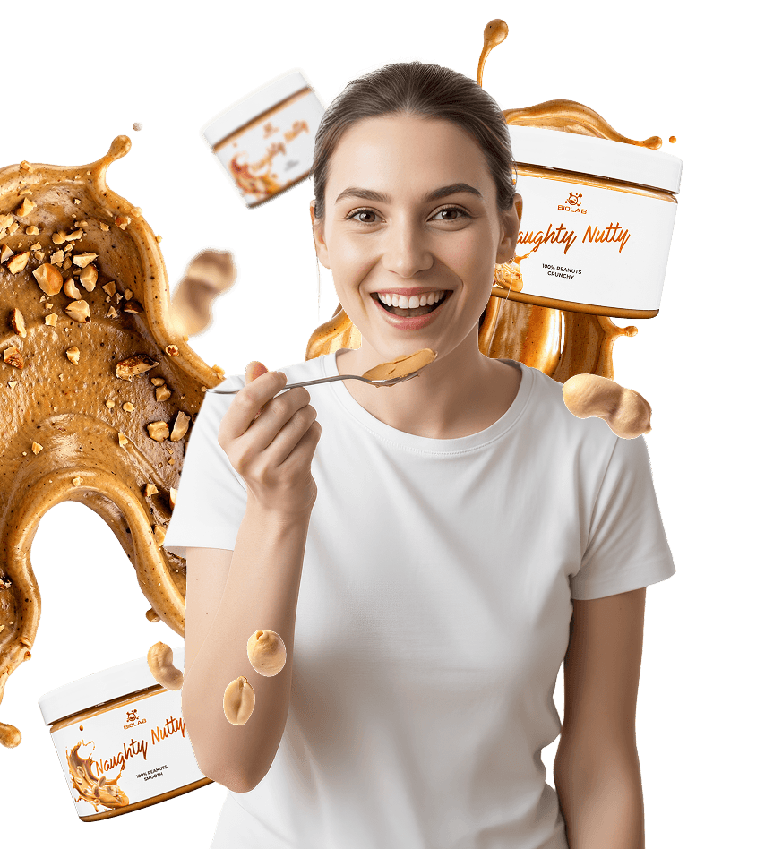 Leende kvinna provar NN:s nötpasta